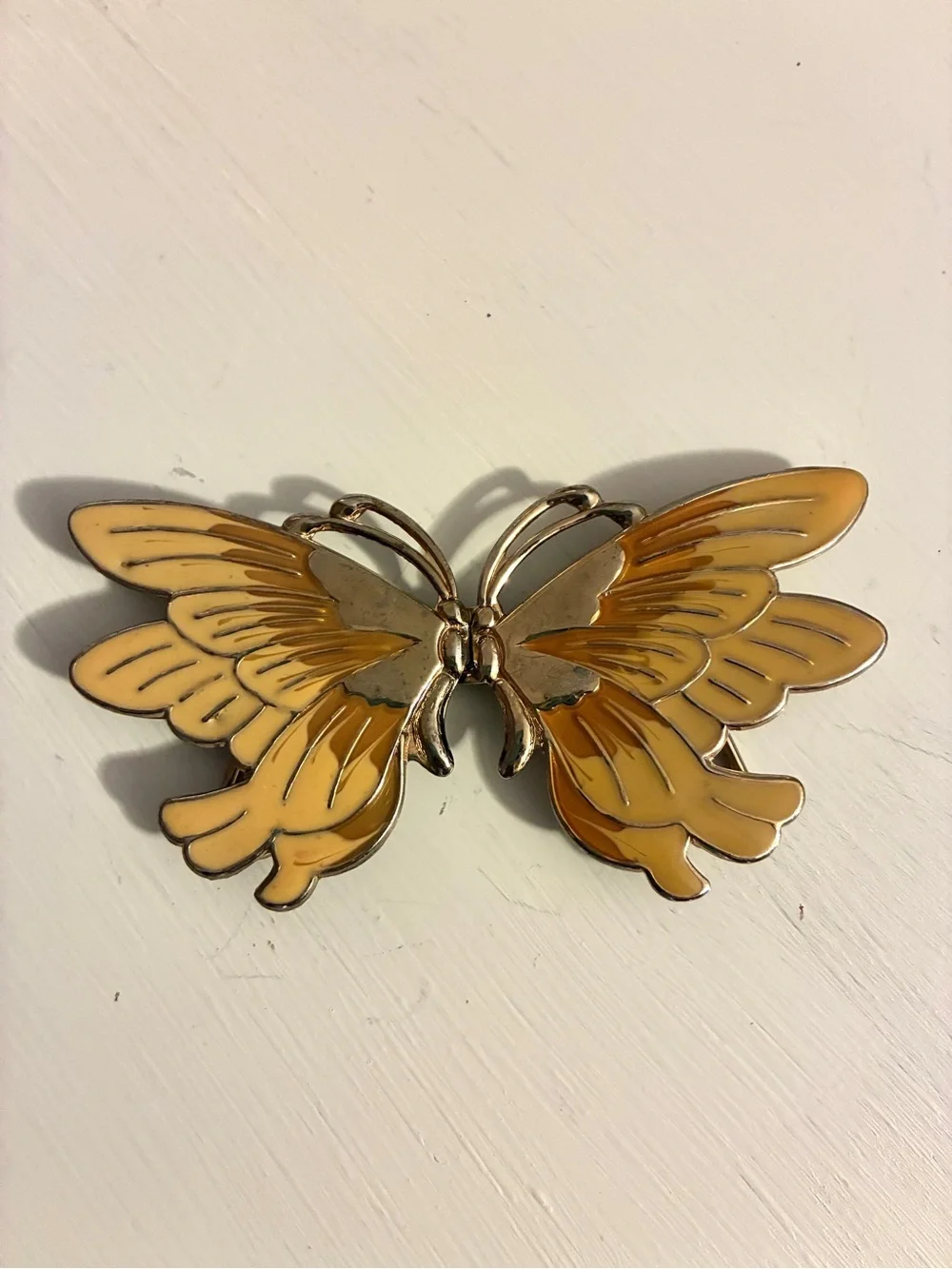 Vintage Enamel Butterfly Belt Buckle